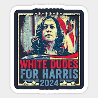 Vintage White Dudes for Harris 2024 Sticker